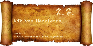 Köves Henrietta névjegykártya